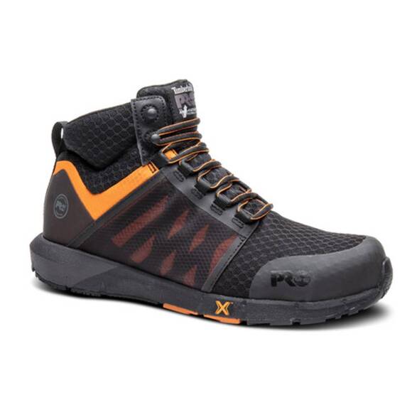 NEW TIMBERLAND men's comp-toe radiuswork shoe in black/orange
